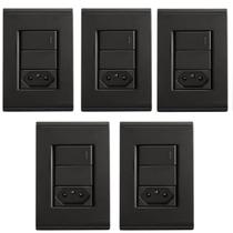 Kit 5 Interruptor Simples+1Tomada 10A-Tramontina Liz Grafite