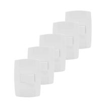 Kit 5 Interruptor Simples Branco 10A 250V Placa Espelho 4X2