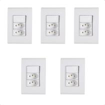 Kit 5 Interruptor Simples + Tomada Dupla 10A Liz Tramontina