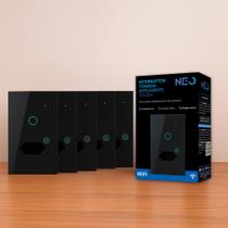 Kit 5 Interruptor Smart Wi-fi 2.4 GHz Alexa 1 Botão e Tomada 4x2 Bivolt Preto 291990627-5 Neo Avant