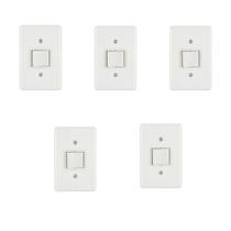 Kit 5 interruptor tecla bipolar paralelo 10a c/placa - blux