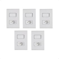 Kit 5 Interruptor + Tomada 10a 4x2 Branco Liz Tramontina Kit 5 Interruptor + Tomada 10a 4x2 Branco Liz Tramontina