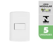 Kit 5 Interruptores 1 tecla simples Pluzi Modular Pluzie Branca 4x2