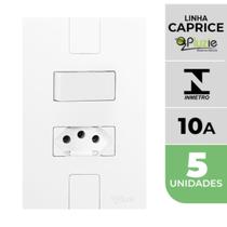 Kit 5 Interruptores 1 Tecla Simples + Tomada 10A Caprice Pluzie 4x2 branca 250V