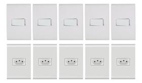 Kit 5 Interruptores + 5 Tomadas 10a Com Placa Tramontina Liz Kit 5 Interruptores + 5 Tomadas 10a Com Placa Tramontina Liz