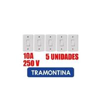 Kit 5 Interruptores Simples Tramontina Lux2 Placa Branca 10a