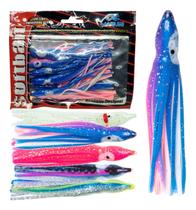 Kit 5 Iscas Artificiais Soft bait Octopus Luminosa Rio Mar Robalo Sargo
