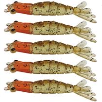 Kit 5 Iscas Camarão Artificial 6cm - Pesca Robalo Tucunaré Corvina