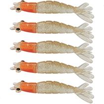 Kit 5 Iscas Camarão Artificial 6cm - Pesca Robalo Tucunaré Corvina