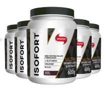 Kit 5 Isofort Ultra 3 em 1 Whey Hidrolisado Vitafor 600g Cacau