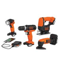Kit 5 Itens: 1 Furadeira Parafusadeira 1 Serra Tico-Tico 1 Lixadeira 1 Lanterna Led + Bateria 12v Black Decker Bdck502c1-B3