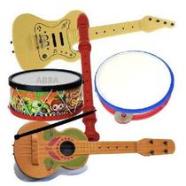 Kit 5 Itens Violão Pandeiro Flauta Tambor Brinquedo Infantil