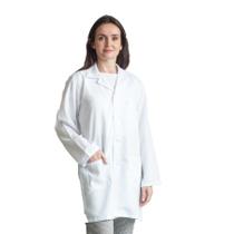 Kit 5 Jaleco ¾ Manga Longa Unissex com Gola e 3 Bolsos Branco Kit 5 Jaleco ¾ Manga Longa Unissex com Gola e 3 Bolsos Branco