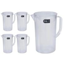 Kit 5 Jarra 2 litros Acrílico Transparente Reforçada Suco Água Refresco Minimalista Sofisticada Coza