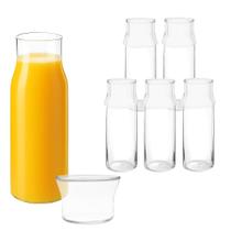 Kit 5 Jarra Decanter Moringa 400ml Com Copo 110ml Água Suco Transparente Resistente Kit 5 Jarra Decanter Moringa 400ml Com Copo 110ml Água Suco Transparente Resistente