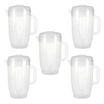 Kit 5 Jarra Plástica 3 Litros Transparente Com Tampa Plasvale Kit 5 Jarra Plástica 3 Litros Transparente Com Tampa Plasvale
