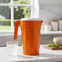 Kit 5 Jarras 2 Litros Com Tampa Branca Ideal Para Servir Bebidas Frias Multiuso