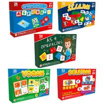 Kit 5 Jogos Alfabetização Escolar Ensinar Ler E Escrever Fazer Contas - Coluna