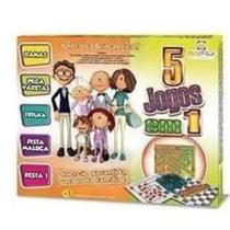 Kit 5 Jogos Dama Trilha Resta um Pega Vareta Corrida - Divplast