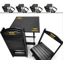 Kit 5 Jogos de mesa 70x70 personalizado com 4 cadeiras preto para lanchonete