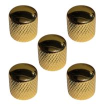 Kit 5 Knob Baixo Guitarra Metal Curvo Sem Parafuso Dourado