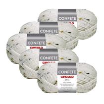 Kit 5 Lã Fio Confete Circulo 210m/100g