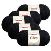 Kit 5 Lã Fio Linha Alice Circulo - 200m/100g Novelo para Trico e Croche