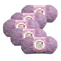 Kit 5 Lã Fio Mais Bebe Circulo - 500m/100g para Croche e Trico