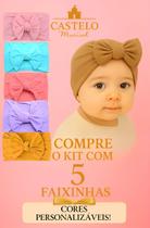 Kit 5 Laços De Cabelo Turbantes Bebês Slim Infantil
