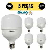 Kit 5 lampada 100w 6500k bivolt e27 led alta potencia galaxy