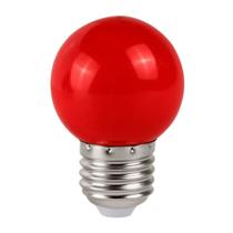 kit 5 Lâmpada Bolinha Colorida LED 1W E27 127V Mini Bulbo - Vermelho
