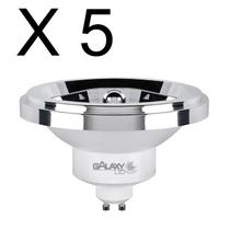 Kit 5 lampada led ar111 12w 36 graus branco quente 2700k bivolt gu10 - galaxy led