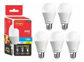 Kit 5 lampada led bulbo 12w 6500k e27 autovolt g-light