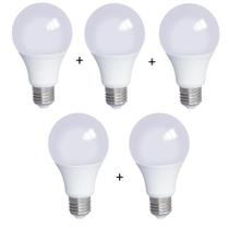 Kit 5 Lampada Led Bulbo 9w E27 Branca Quente 3000K Amarela