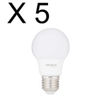 Kit 5 lampada led bulbo a55 4,8w branco frio 6500k bivolt e27 - galaxy led