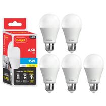 Kit 5 Lâmpada Led Bulbo A60 15W E27 3000K Luz Branca