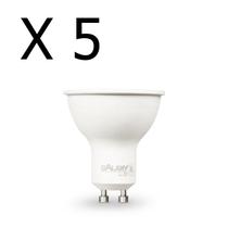 Kit 5 lampada led dicroica 4,8w branco quente 2700k gu10 galaxy