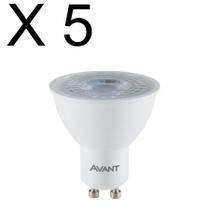 Kit 5 lampada led dicroica 4w branco frio 6500k bivolt gu10 - avant