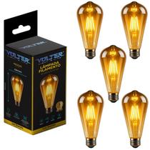 Kit 5 Lâmpada Led Filamento Retro St64 Volter 4w E27 2200k Kit 5 Lâmpada Led Filamento Retro St64 Volter 4w E27 2200k