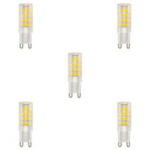 Kit 5 Lâmpada Led G9 5w 3000k Bivolt Halopin Bipino Amarela Branco Quente Lustres Arandela Abajur Pendente Armário Luminária de Parede Luz