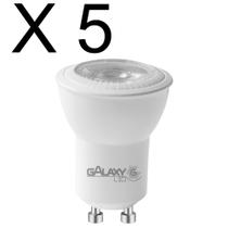 Kit 5 lampada led mini dicroica 4w branco frio 6000k bivolt gu10 galaxy