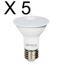 Kit 5 lampada led par20 dimerizavel 8w branco quente 2700k bivolt e27 - galaxy