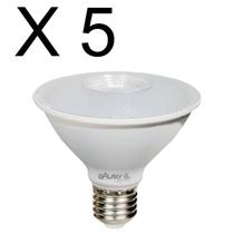 Kit 5 lampada led par30 11w branco quente 2700k bivolt e27 galaxy