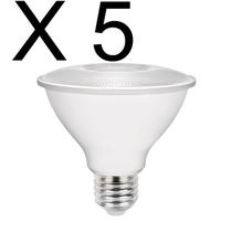 Kit 5 lampada led par30 9w 900lm 25 graus branco quente 3000k biv e27 stella