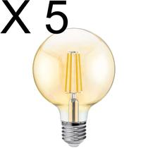 Kit 5 lampada led retro filamento ballon globo g95 4w 2200k ambar biv e27 galaxy Kit 5 lampada led retro filamento ballon globo g95 4w 2200k ambar biv e27 galaxy