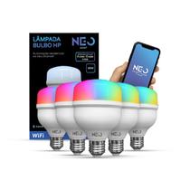 Kit 5 Lampada Led Smart Wifi 2.4GHz Bulbo Hp 20w 2700K/6500K RGB E27 110v/220v 291990301-5 Neo Avant