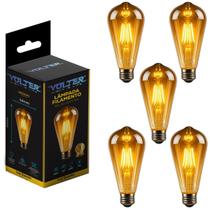 Kit 5 Lâmpada Led Volter Filamento Retro St64 4w E27 2200k Kit 5 Lâmpada Led Volter Filamento Retro St64 4w E27 2200k