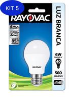 Kit 5 Lampada Rayovac Led A55 6w Bivolt Branca