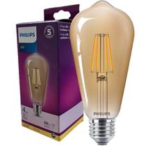 Kit 5 Lampada Retro Filamento Philips ST64 4w Luz Quente 2500K