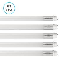 KIT 5 LAMPADA TUBULAR LED TUBE T8 18W = 36/40W 1850lm 1200mm 6500K